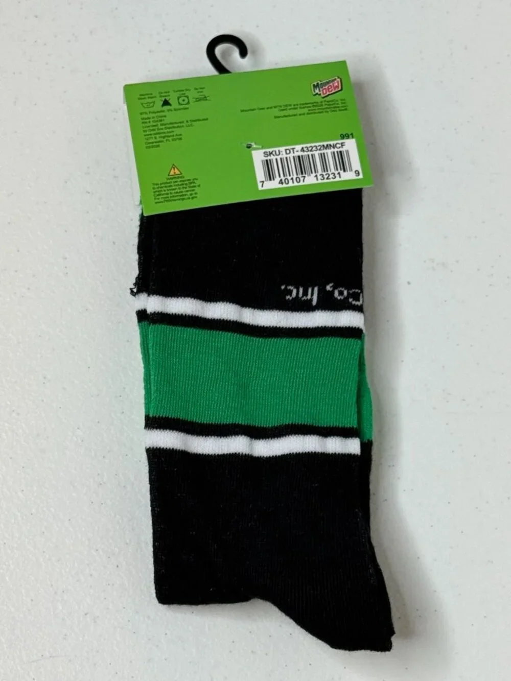 Mountain Dew Do the Dew Crew Socks Black Green Adult